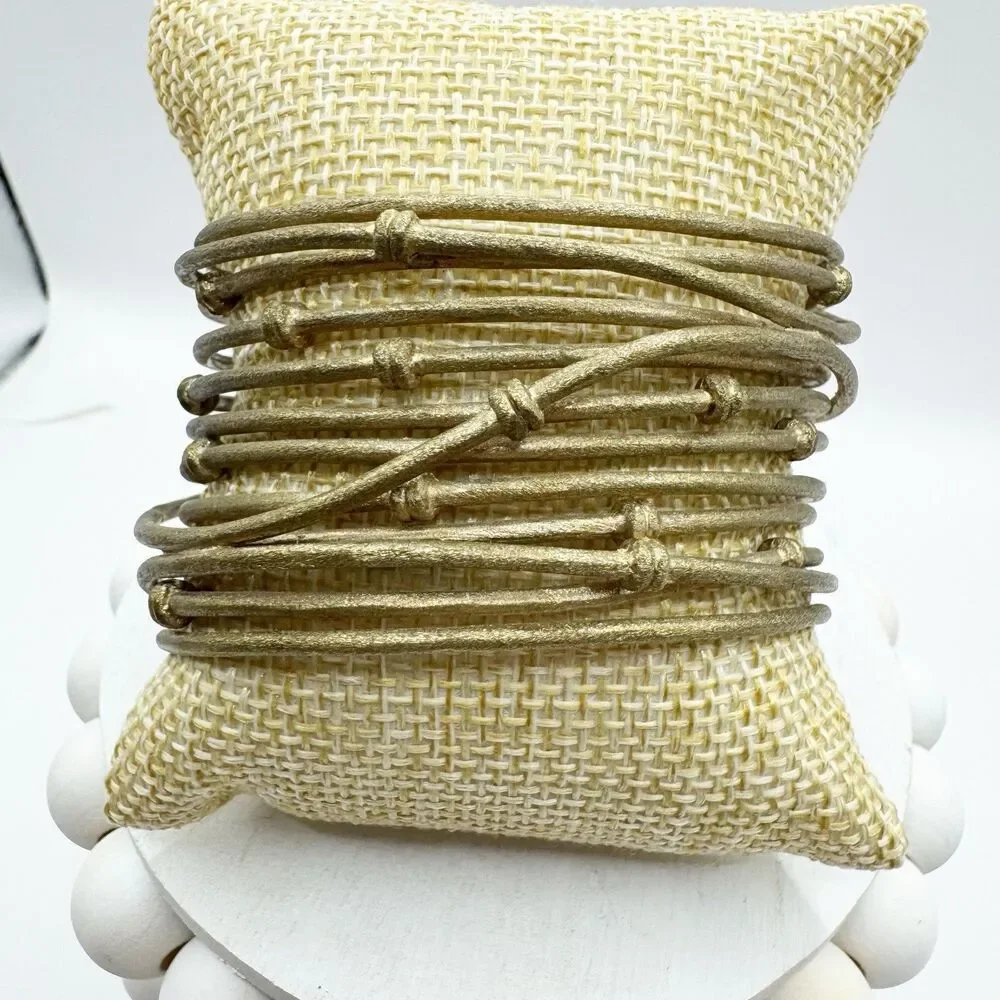 Rivka Friedman 18K Gold Clad Wrapped Mina Cuff Knotted Statement Bracelet